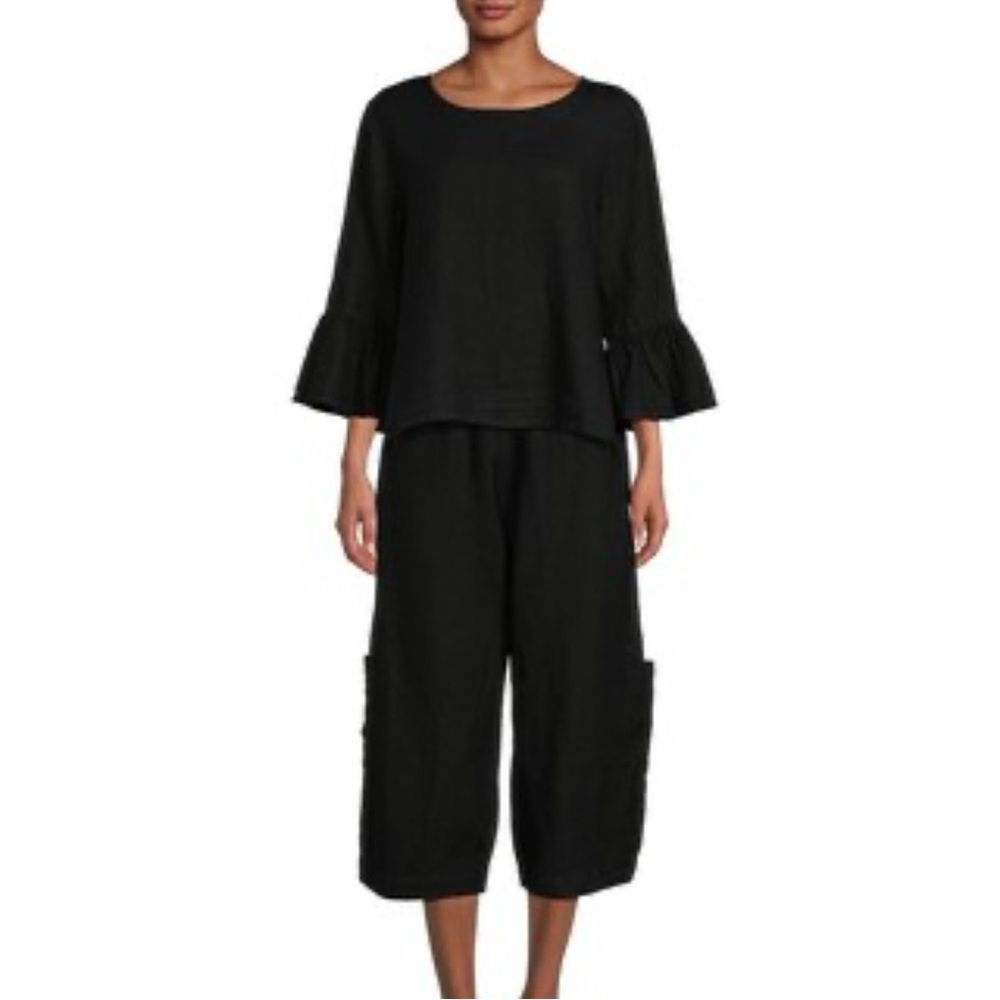 bryn Walker Black Linen Oversized Coordinating Set Size S/XS